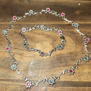 Brighton Viennese Swarovski Crystal Reversible Flower Necklace and bracelet set